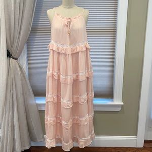 NWT Amy Lou Paris Peach Tiered Long Swing Dress